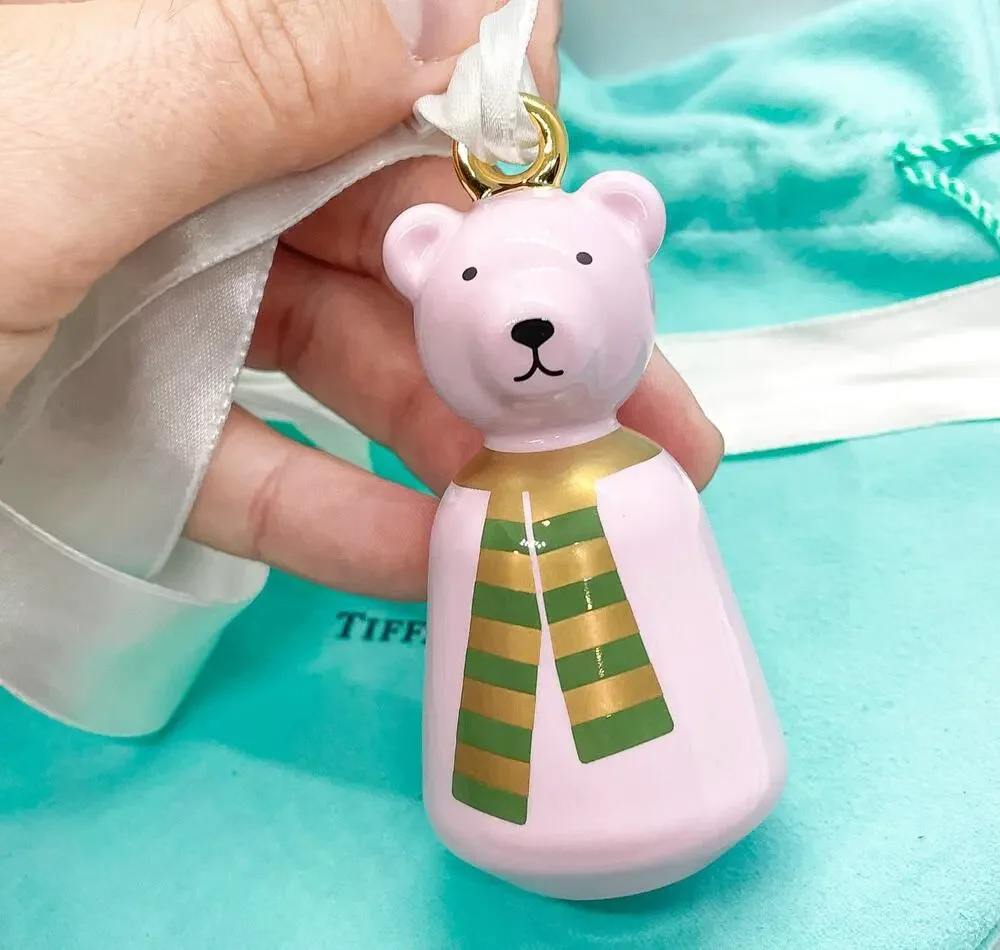 Tiffany & Co. Pink Polar Bear Christmas Ornament Box & Pouch - Replaced Ribbon